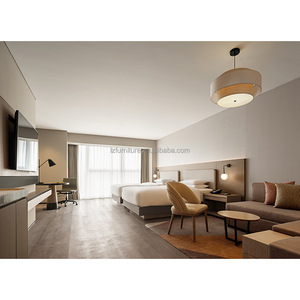 Ensembles de meubles de chambre d'hôtel 3 étoiles abordables – Cadre de lit et matelas rembourrés en bois pour projets hôteliers en chaîne - Product Image 5