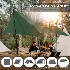 Bâche de camping Woqi 10x10 pieds carrée, imperméable, en polyester vert olive, pour survie en plein air, randonnée et backpacking - Product Image 3