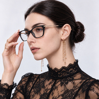81696 Bingkai Kacamata Optik Wanita Model Cat Eye TR90 Anti Blue Light Kacamata Fashion Bingkai Gradasi untuk Wanita Kantoran Kacamata Komputer