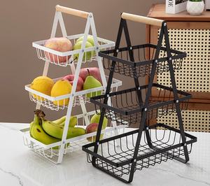 Cesta de fruta vací<span class=keywords><strong>a</strong></span> de cocina de varios pisos, cesta de almacenamiento de <span class=keywords><strong>mano</strong></span>, estante de aperitivos de frutas secas para sala de estar - Product Image 2