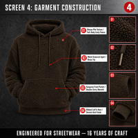 Hoodie Sherpa Fleece Custom Cenloong, Pullover Tebal Ukuran Besar untuk Pria, Streetwear Grosir