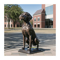 Grande sculpture de tête de chien en bronze pour l'extérieur, œuvre d'art métallique artisanale en laiton pour projets paysagers