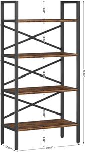 Современная 4-ярусная деревянная Книжная полка для небольших пространств деревенская стоящая Полка Стеллаж с металлическим каркасом для книжного шкафа - Product Image 3