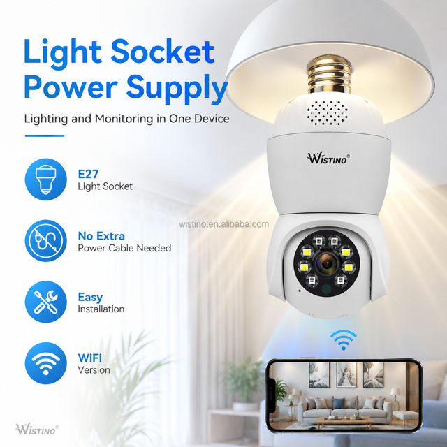 Wistino 128GB TF Cloud Storage Built in Mic Two Way Talk 4.5W Bright Light IR Full Color Night Vision Smart Security Bulb Camera