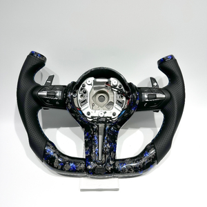 Volant en fibre de carbone bleue forgé style <span class=keywords><strong>F1</strong></span> avec garniture rouge et cuir pour BMW F10 F20 F30 F32 F36 M3 F80 M4 F82 M2 F87 M5 F90 - Product Image 1