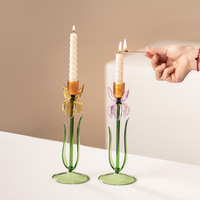 Décoration de bureau festive, ornement de grande valeur, bougeoir en verre irisé tridimensionnel pour cérémonie romantique et fiançailles
