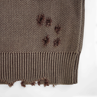AiNear Vente en gros Logo personnalisé Design Oem Odm Vintage Manches longues Col ras du cou déchiré Hommes Pull en coton tricoté