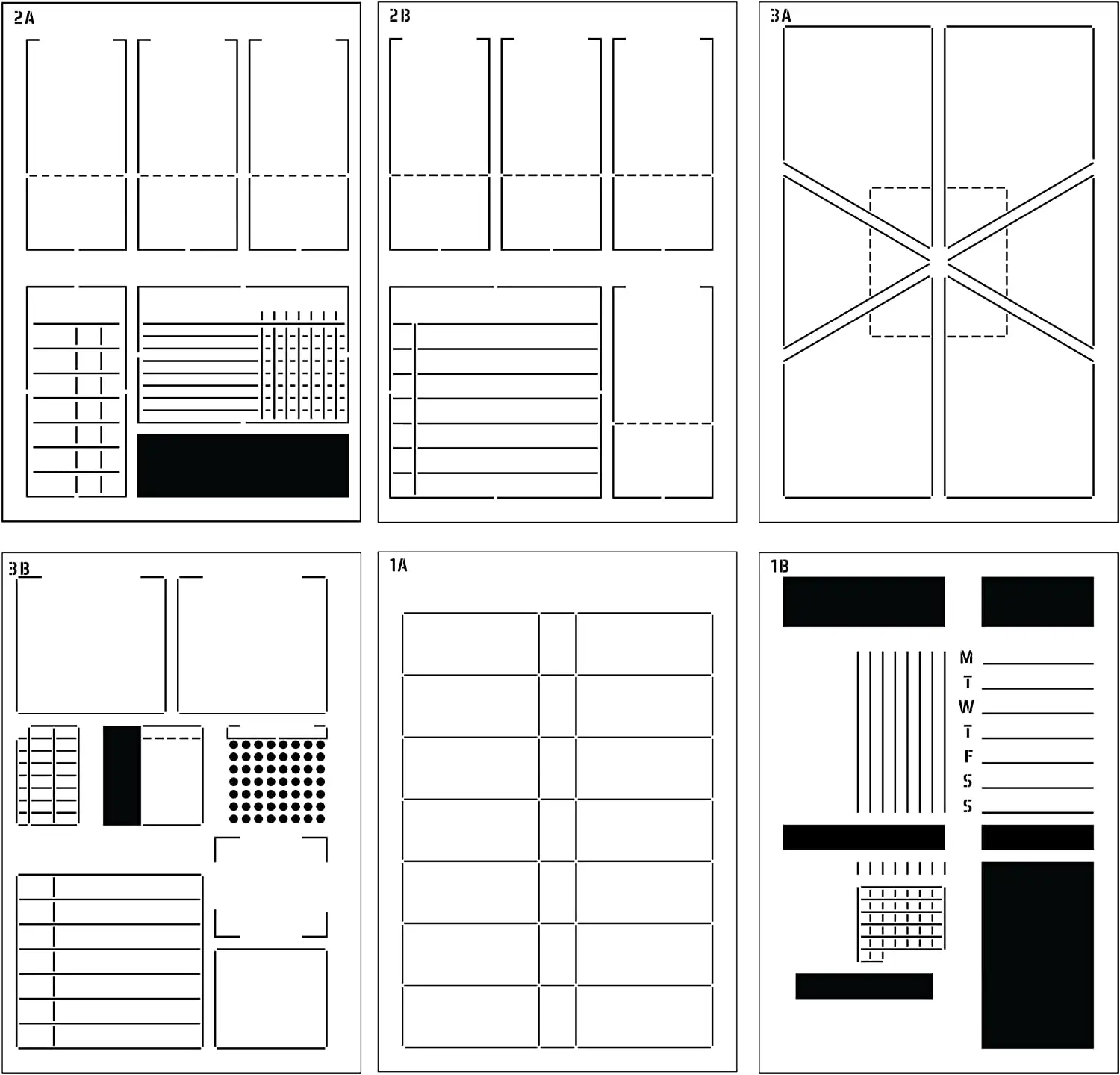 Wekelijkse Layouts Journal Stencils Voor A5 Bullet Dot Grid Journal Notebook, Tijd Besparen Op Full-Pagina-indelingen, diy Planner Templates