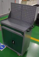 Chariot d'atelier CYD en fer, 2 tiroirs coulissants, portes doubles, panneau grillagé, poignée, roues, capacité de charge 40 kg, verrouillable, pour garage et atelier