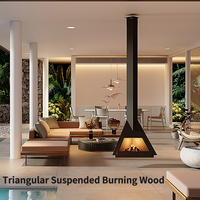 Poêle à bois suspendu triangulaire en acier au carbone, poêle d'intérieur pour villa, salon, chauffage hivernal, décoration
