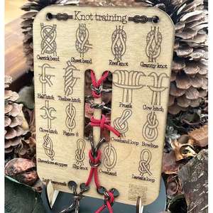 แผ่นฝึกผูกปมไม้ Tailai พร้อมคู่มือการผูกปมหลากหลายแบบ ชุดฝึกหัดพร้อมเชือกสำหรับลูกเสือ อุปกรณ์การเรียนรู้การเอาตัวรอดกลางแจ้ง - Product Image 3