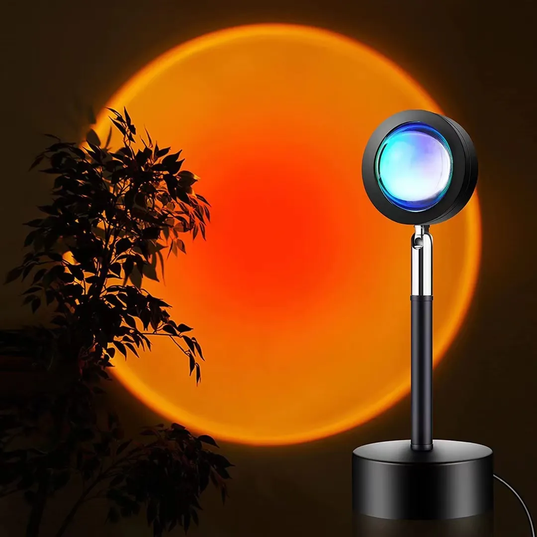 Gün batımı projeksiyon lambası, USB gökkuşağı Sunset lamba renk değiştirme uzaktan kumanda, 180 derece rotasyon gün batımı projeksiyon lambası