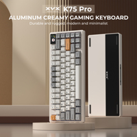 Clavier mécanique sans fil XVX K75 Pro à trois modes (sans fil/2,4 G/filaire USB), construction en aluminium, RVB, profil Cherry, touches pour jeux