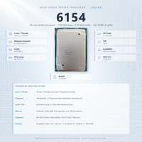 CPU Server 6154 18 Core 3.0GHz LGA3647 24.75MB SR3J5 200W Virtualisasi Cloud Web Edge Komputasi Big Data