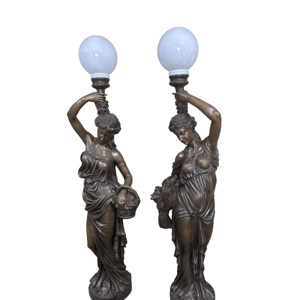 等身大屋外ガーデンブロンズ彫刻ランプヌード女性置物手キャストテクニックガーデンライト像M & X MXYS-0096 - Product Image 3