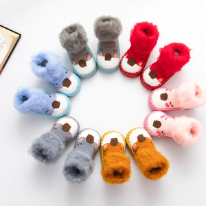 Jolies pantoufles duveteuses <span class=keywords><strong>pour</strong></span> <span class=keywords><strong>nouveau</strong></span>-<span class=keywords><strong>né</strong></span>, garçon et fille, mocassins antidérapants, chaussettes intérieures épaisses, chaussures <span class=keywords><strong>pour</strong></span> l'hiver, M2300 - Product Image 2