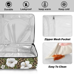 Sac isotherme personnalisé hawaïen en aluminium avec motif de fleur de Hau blanche, sac isotherme pour transporter des pizzas et des casseroles, livraison incluse - Product Image 4
