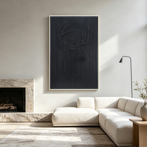 フレーム付き3D彫刻テクスチャウォールアートモダンブラック抽象ラインレリーフ彫刻絵画家庭用リビングルーム壁装飾 - Product Image 5