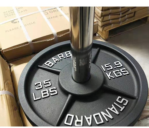 5lb แผ่นกันชนน้ำหนัก45lb 35lb 10lb มาตรฐานปอนด์ฟรีอุปกรณ์ยิมสำหรับขายแผ่นบาร์เบลเหล็กหล่อ - Product Image 5