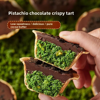 Tarta Crujiente de Chocolate Negro Sólido para Snacks Casuales al por Mayor con Relleno de Crema de Pistacho y Manteca de Cacao