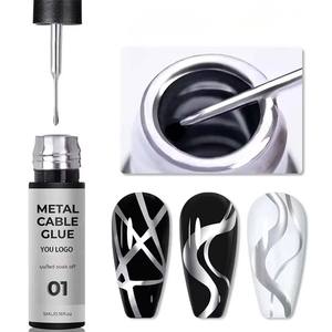 Nouveau gel UV pour nail art, haute densité, <span class=keywords><strong>dessin</strong></span> au trait métallique, sans HEMA, sans TPO, flacon de 7 couleurs, ensemble de gel pour rayures - Product Image 6