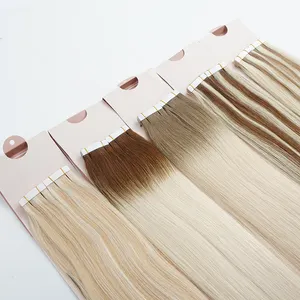 미국 유럽 고급 테이프 머리 확장 100 사람의 머리카락 도매 보이지 않는 천연 테이프 인 확장 레미 원시 머리