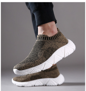 Zapatos Deportivos Casuales Negros para Hombre, Talla Grande, Sin Cordones, Ultraligeros, Elásticos, Transpirables, Tipo Calcetín - Product Image 4