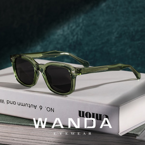 Wanda <b>Square</b> Acetate Full Rim <b>Sunglasses</b> S31241 Men UV400 Protection Type 3 Sunshades Black Frame TAC Lens - Product Image 3
