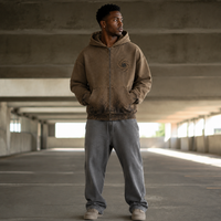 ODM Vente en gros Sweat à capuche zippé pour homme en molleton épais 480 g/m² teint par pulvérisation, avec logo personnalisé, fabricant de streetwear