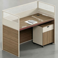 Poste de travail de bureau modulaire avec structure en aluminium, cloison modulaire et meuble de rangement mobile verrouillable