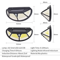 Lampe murale de sécurité extérieure super lumineuse à 102 LED blanc chaud, étanche, avec détecteur de mouvement, solaire, pour jardin, garage, IP65, DC 270