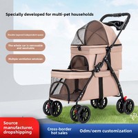 Poussette pour animaux de compagnie à 8 roues, double couche, détachable, légère, pliable, avec fermeture éclair, pour chiens et chats de petite et moyenne taille, utilisation en extérieur