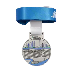 Medalla esmaltada de arcoíris en aerosol, evento de maratón personalizado que brilla en la oscuridad, fútbol, triatlón, eventos, Media Maratón - Product Image 3