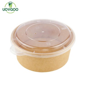 Alimentos descartáveis biodegradáveis para levar Levar Papel Kraft Salada Tigela De Papel Com Tampa - Product Image 1