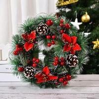 Guirlande florale artificielle en eucalyptus, couronne de Noël, ornement suspendu, décoration de fenêtre de Noël, rotin festif pour fête