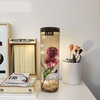 Lampe de nuit moderne en verre avec fleurs artificielles, LED cuivre 5V blanc chaud, piles AAA, pour chambre à coucher, fête des mères, Saint-Valentin, mariage