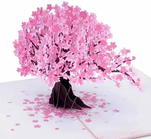 Farbdruck Laser Hollow Cherry Blossom 3D Gruß karte Cross-Border Festival 3D Pop-up Universal Blessing Ca.