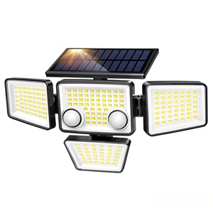 Lampe solaire extérieure à détecteur <span class=keywords><strong>de</strong></span> mouvement, 4 têtes, étanche IP65, 270° °   Applique murale grand angle pour cour, patio, garage - Product Image 1