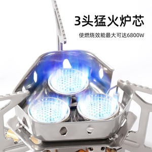 Estufa de Camping Plegable Portátil para Exteriores, Quemador de Gas a Prueba de Viento para 1-2 Personas con Encendido, Color Plateado - Product Image 2