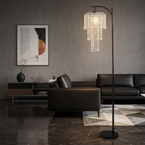 <span class=keywords><strong>Lampe</strong></span> sur pied moderne de luxe en cristal K9 avec abat-jour en forme de gouttes de pluie à plusieurs niveaux pour salon, chambre à coucher, hôtel - Product Image 1