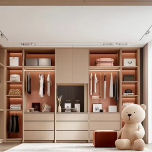 Premium Custom Modern Walk-In Closet Luxury Embedded Wardrobe <b>Glass</b> Partition LED Lighting for Apartment Villa Home <b>Furniture</b> - Product Image 1