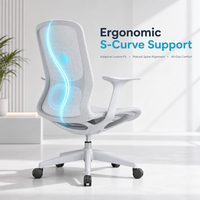 Chaise ergonomique moderne pivotante à dossier moyen, réglable, en plastique durable, avec accoudoirs fixes, légère, en maille, pour hôtel et bureau