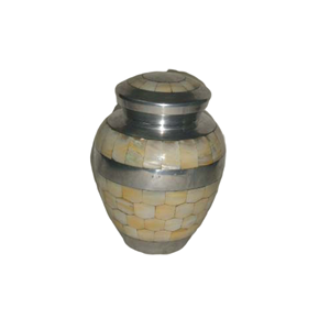 Urna de cremación de aluminio metálico, acabada en plata con diseño de nácar urna de cenizas, contenedor de entierro de cenizas para adultos de calidad Superior - Product Image 5