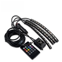 Nouvelle lumière d'ambiance LED automatique 5050 pour l'intérieur de la voiture, commande vocale à distance, style décoratif RGB, bande lumineuse étanche IP67, 12V 5W