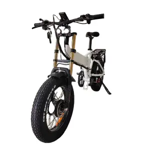 Bicicleta eléctrica plegable de doble motor de 2000W, bicicleta eléctrica de 48v21Ah, freno hidráulico, suspensión completa, neumático gordo, bicicleta eléctrica de ciudad