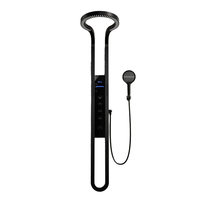 Ensemble de douche cascade en acier inoxydable chinois suralimenté avec robinet thermostatique contemporain pour usage domestique, finition brossée