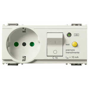 Prise 2P+T 16A C16 Intermittente avec Test Mensuel 10 mA - Product Image 1