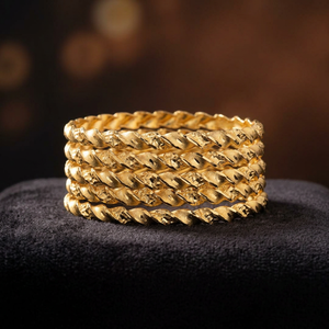 Oro Joyeria Luxury Gold-<b>Filled</b> Brass Bangles Traditional Style Fashion Bracelets with Dye Gold Finish - Product Image 3