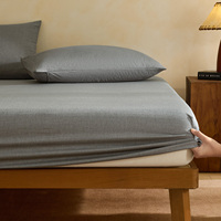 Parure de lit 3 pièces en microfibre style européen, drap-housse uni imprimé réactif, plié à plat, qualité hôtelière 400TC
