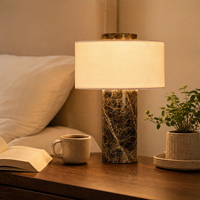 Lampe de table en marbre, rechargeable sans fil, à intensité variable, commande tactile, lampe de chevet, abat-jour en lin, veilleuse, décoration pour salon et chambre à coucher
